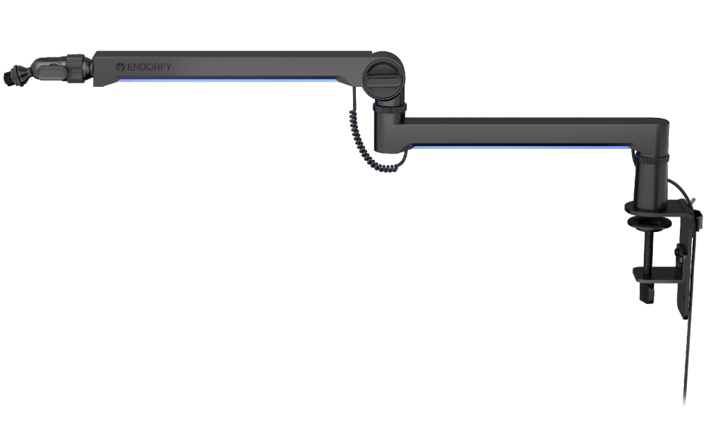 Endorfy rameno na mikrofon Broadcast Low Profile RGB Boom Arm / 360st. rotace / kulová hlava / LED osvětlení