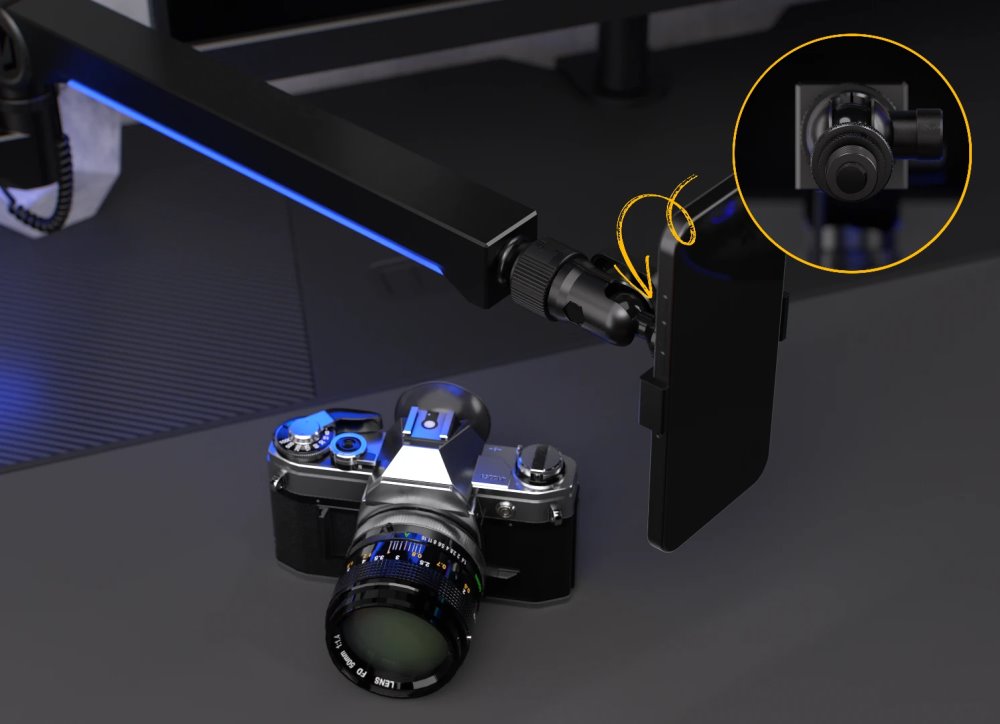 Endorfy rameno na mikrofon Broadcast Low Profile RGB Boom Arm / 360st. rotace / kulová hlava / LED osvětlení