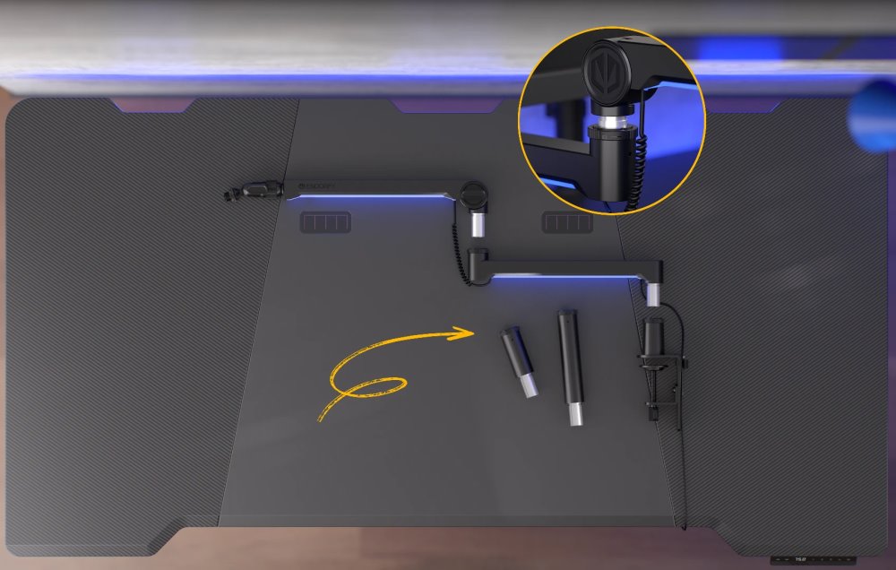 Endorfy rameno na mikrofon Broadcast Low Profile RGB Boom Arm / 360st. rotace / kulová hlava / LED osvětlení