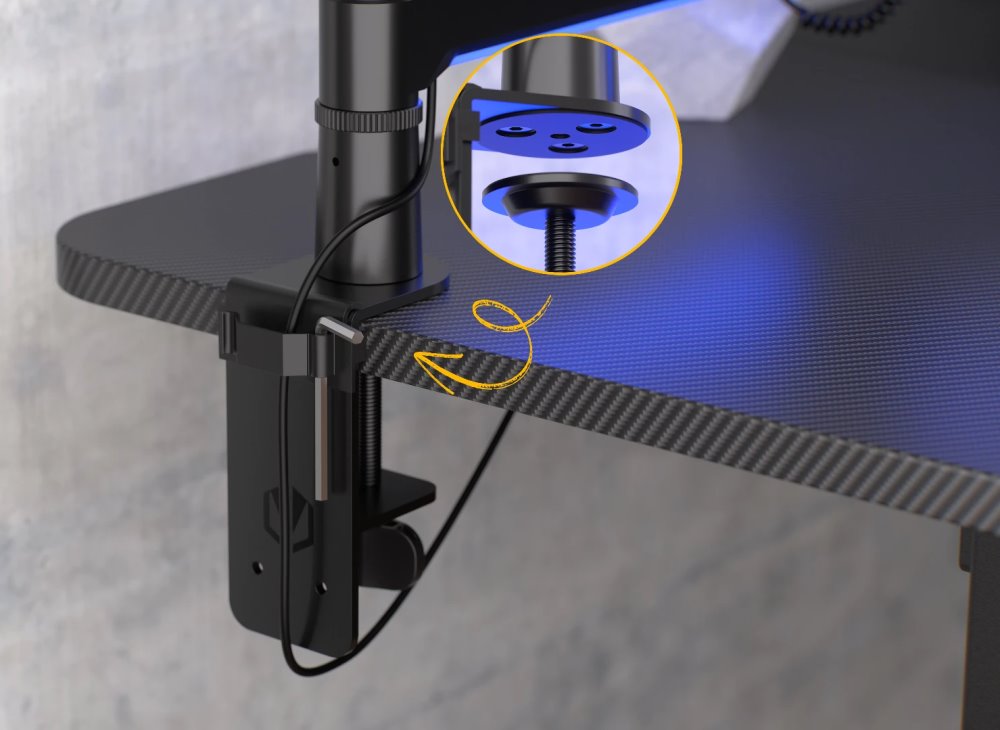 Endorfy rameno na mikrofon Broadcast Low Profile RGB Boom Arm / 360st. rotace / kulová hlava / LED osvětlení