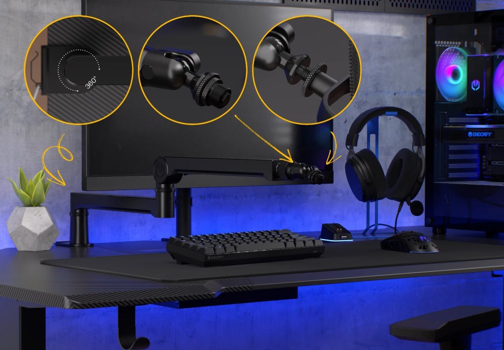 Endorfy rameno na mikrofon Broadcast Low Profile Boom Arm / 360st. rotace / kulová hlava / černý