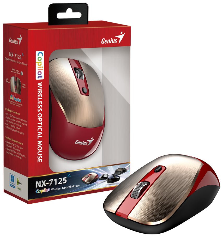 GENIUS NX-7125 GoldRed/ 1200 dpi/ bezdrátová/ Copilot/ 4tlačítková/ červenozlatá