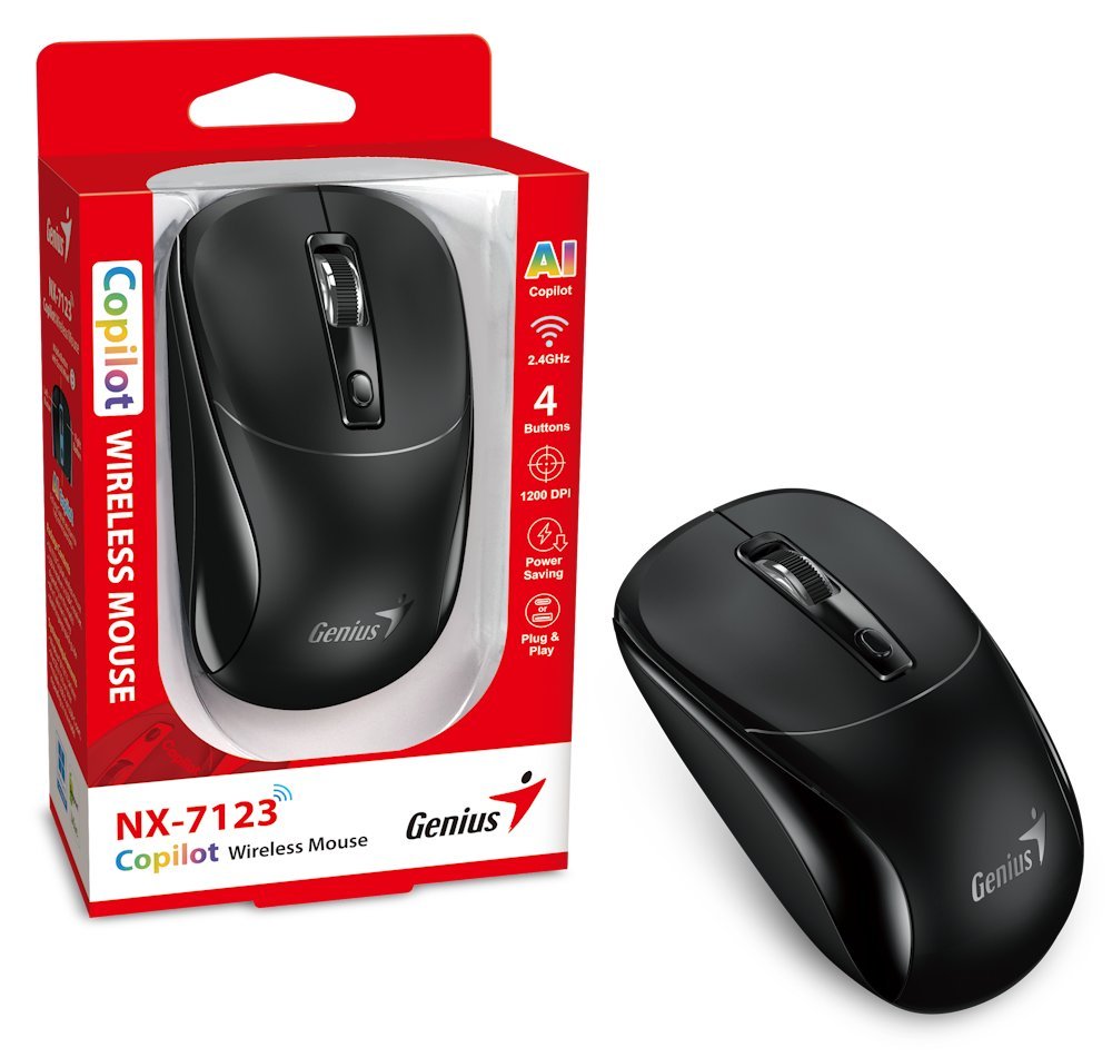 GENIUS NX-7123 Black/ 1200 dpi/ bezdrátová/ Copilot/ 4tlačítková/ černá