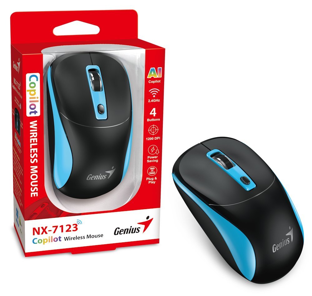 GENIUS NX-7123 BlackBlue/ 1200 dpi/ bezdrátová/ Copilot/ 4tlačítková/ černomodrá