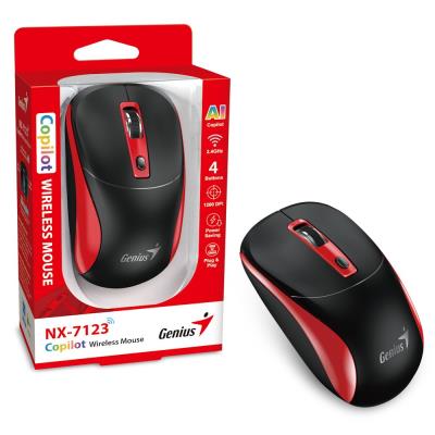 GENIUS NX-7123 BlackRed/ 1200 dpi/ bezdrátová/ Copilot/ 4tlačítková/ černočervená