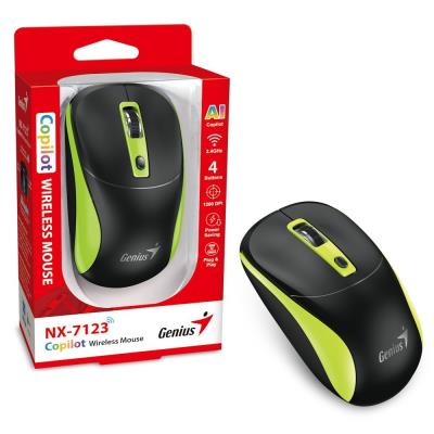 GENIUS NX-7123 BlackGreen/ 1200 dpi/ bezdrátová/ Copilot/ 4tlačítková/ černozelená