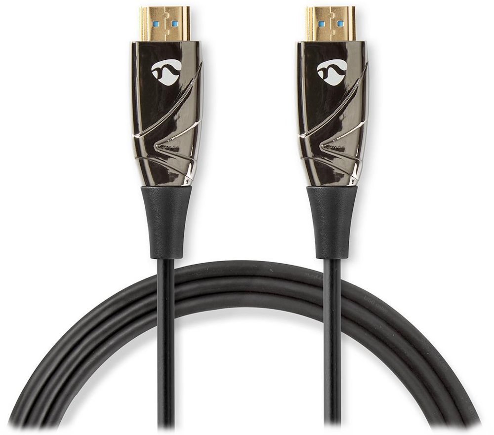 NEDIS aktivní optický High Speed HDMI 2.0 kabel s ethernetem/ 4K@60Hz/ zlacené konektory HDMI-HDMI/ černý/ BOX/ 30m