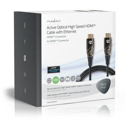 NEDIS aktivní optický High Speed HDMI 2.0 kabel s ethernetem/ 4K@60Hz/ zlacené konektory HDMI-HDMI/ černý/ BOX/ 30m