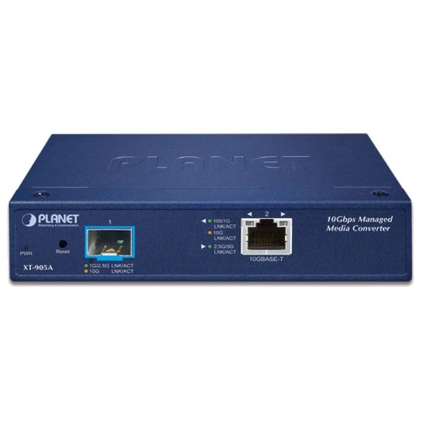 Planet XT-905A průmyslový konvertor, 1x 10G/5G/2.5G/1G/100 Base-T + 1x 10G/1G Base-X SFP+, 0~50°C, DIN, SNMP