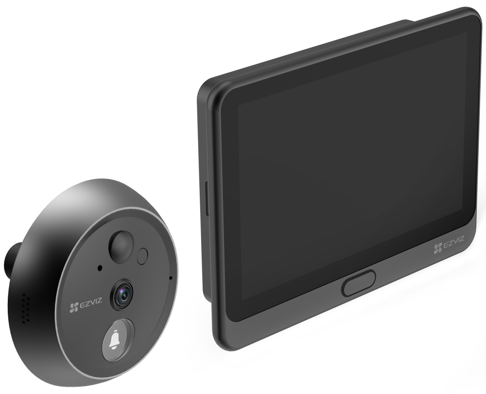 EZVIZ chytré dveřní kukátko s kamerou HP4/ Wi-Fi/ 2K/ 4,3" monitor/ napájení ze sítě a baterie/ 4600 mAh/ šedé