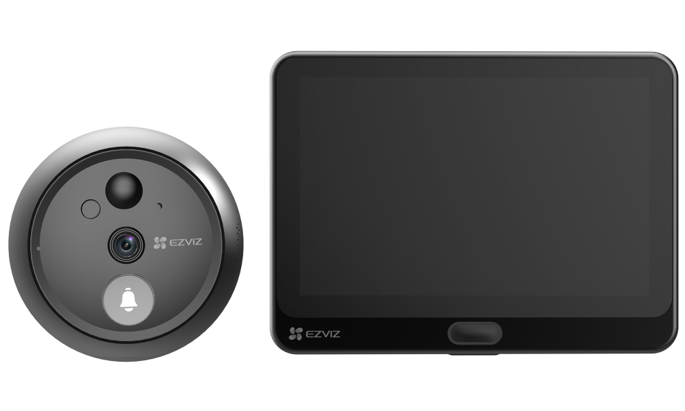EZVIZ chytré dveřní kukátko s kamerou HP4/ Wi-Fi/ 2K/ 4,3" monitor/ napájení ze sítě a baterie/ 4600 mAh/ šedé