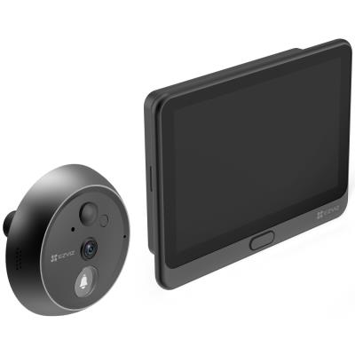 EZVIZ chytré dveřní kukátko s kamerou HP4/ Wi-Fi/ 2K/ 4,3" monitor/ napájení ze sítě a baterie/ 4600 mAh/ šedé