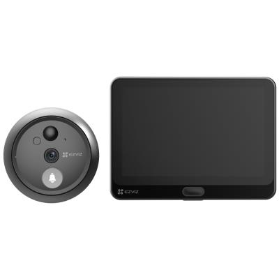 EZVIZ chytré dveřní kukátko s kamerou HP4/ Wi-Fi/ 2K/ 4,3" monitor/ napájení ze sítě a baterie/ 4600 mAh/ šedé