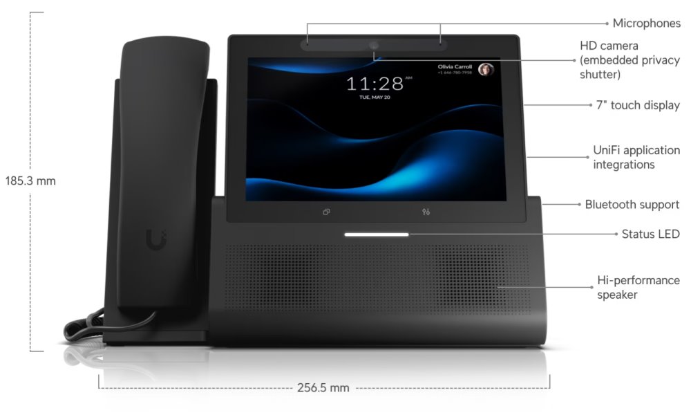 Ubiquiti UniFi Phone G3 Touch Enterprise - IP telefon, 7" dotykový displej, 5Mpx kamera, Wi-Fi, Bluetooth, PoE+