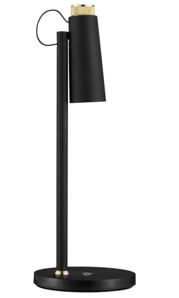 IMMAX LED stolní lampička TIT/ Qi nabíjení/ 12W/ DC12V/1A/ 100-240 VAC/ 150lm/ černá se zlatými prvky