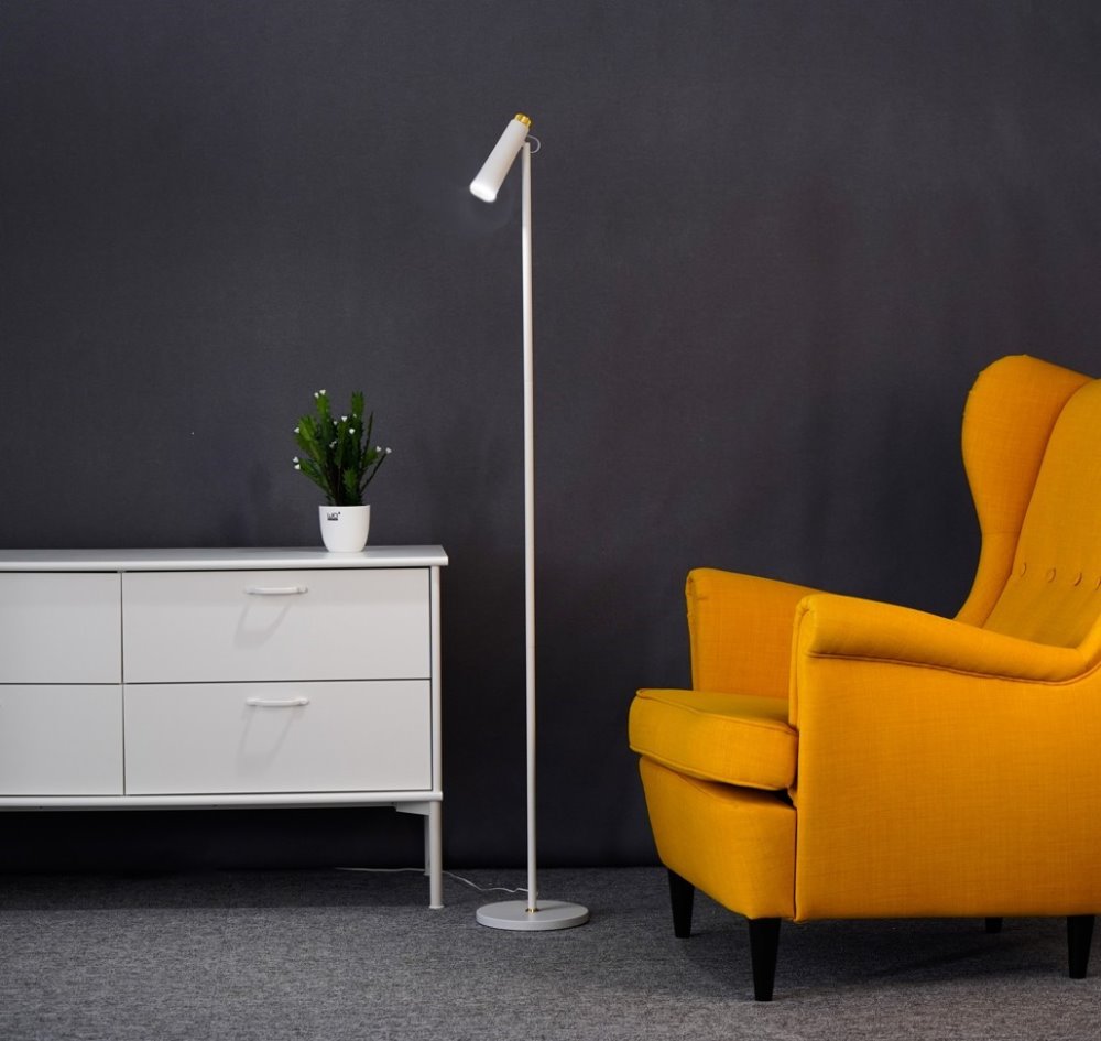 IMMAX LED podlahová lampa TIT/ 6W/ DC 12V/0,5A/ 100-240 VAC/ 400lm/ CCT/ bílá se stříbrnými prvky