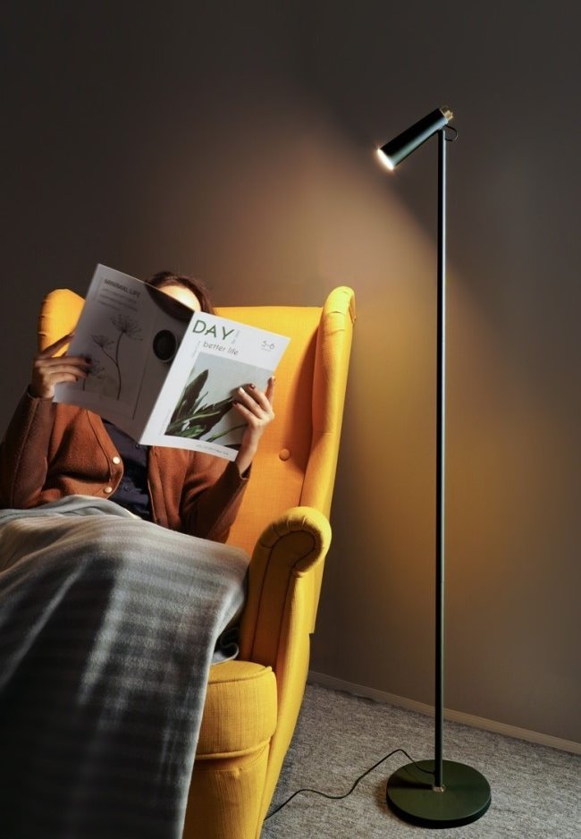 IMMAX LED podlahová lampa TIT/ 6W/ DC 12V/0,5A/ 100-240 VAC/ 400lm/ CCT/ černá se zlatými prvky