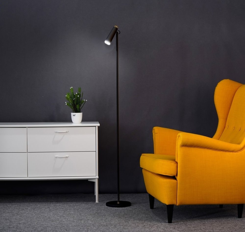 IMMAX LED podlahová lampa TIT/ 6W/ DC 12V/0,5A/ 100-240 VAC/ 400lm/ CCT/ černá se zlatými prvky