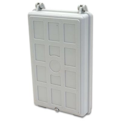 XtendLan plastový rozvaděč pro 12 svarů, 12 pigtailů, 2 kabelové porty, odklopná dvířka