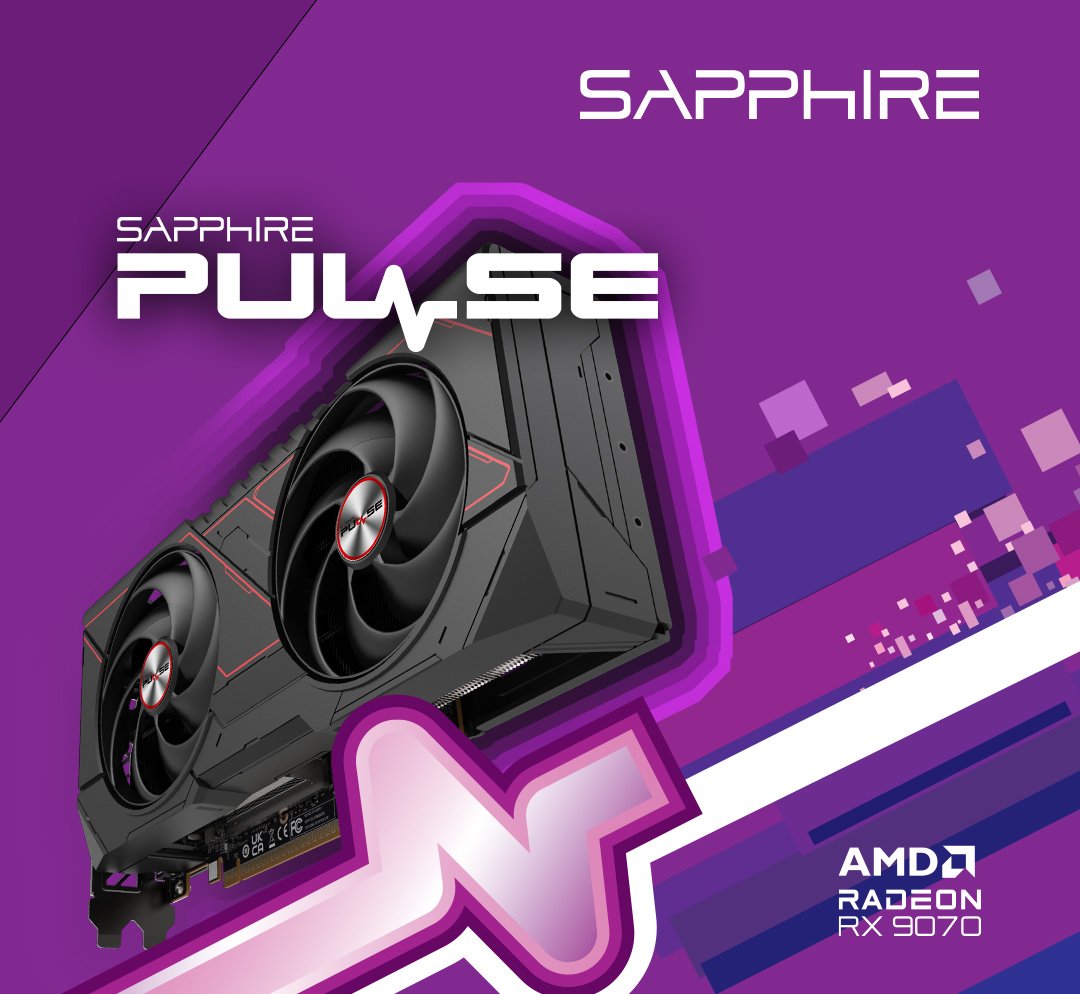 SAPPHIRE PULSE AMD RADEON RX 9070 GAMING 16GB / 2x HDMI / 2x DP