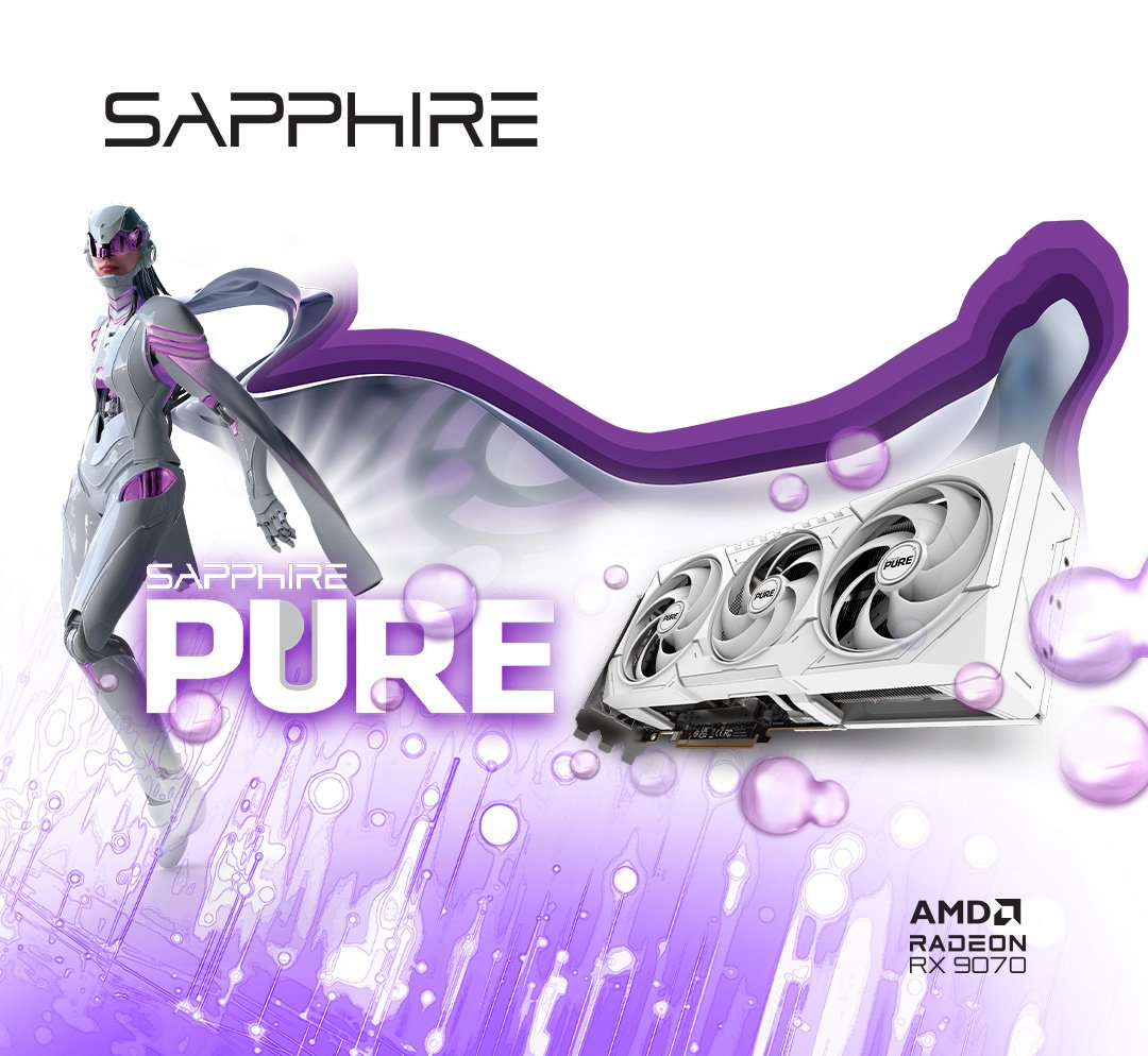 SAPPHIRE PURE AMD RADEON RX 9070 GAMING OC 16GB / 2x HDMI / 2x DP
