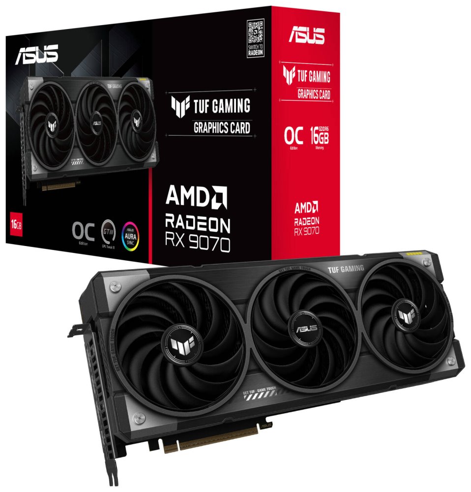 ASUS TUF Radeon RX 9070 O16G GAMING / 16GB GDDR6 / PCI-E / 3x DP / 1x HDMI
