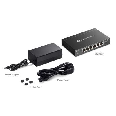 TP-Link ES206GP, Omada 6-Port Gigabit Easy Managed Switch, 2x GLAN, 4x GLAN PoE+, 65W PoE budget