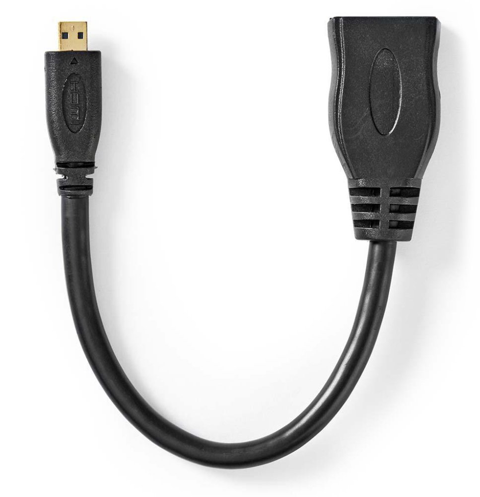 NEDIS High Speed HDMI kabel s Ethernetem/ micro HDMI zástrčka - HDMI zásuvka/ 4K@30Hz/ 10.2 Gbps/ 20cm
