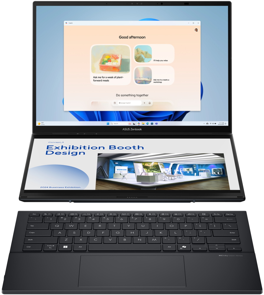 ASUS Zenbook Duo/ Core Ultra 9 285H/ 32GB/ 2 TB SSD/ Intel Arc/ 14"WQXGA+,120Hz,touch,OLED/ W11P/ šedý