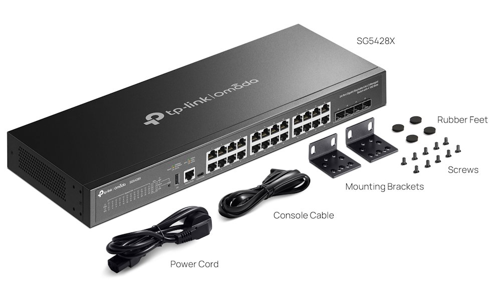TP-Link SG5428X, Omada 24-Port Gigabit Lite L3 Switch, 24x GLAN, 4x 10GB SFP+, 1U