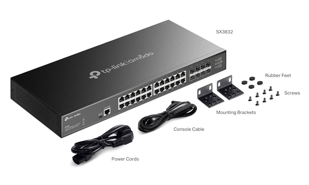 TP-Link SX3832, Omada 24-Port 10GB L2+ Managed Switch, 24× 10GB LAN, 8x 10GB SFP+