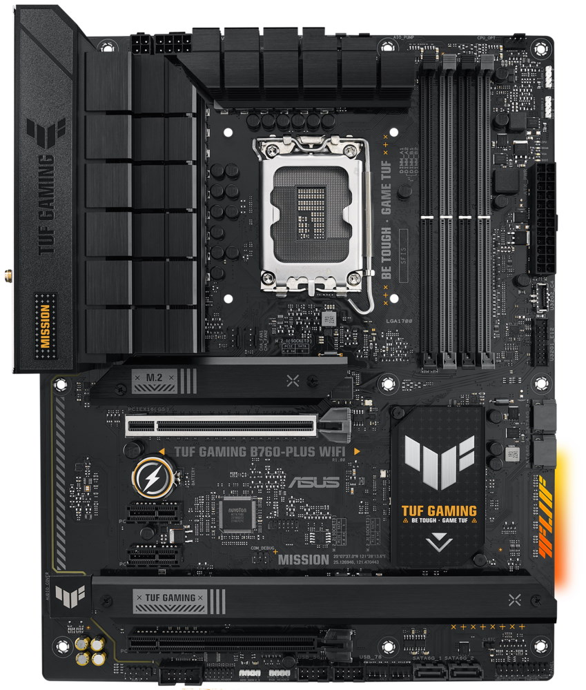 ASUS TUF GAMING B760-PLUS WIFI / Intel B760 / LGA1700 / 4x DDR5 / 3x M.2 / DP / HDMI / 1x USB-C / Wi-Fi / ATX