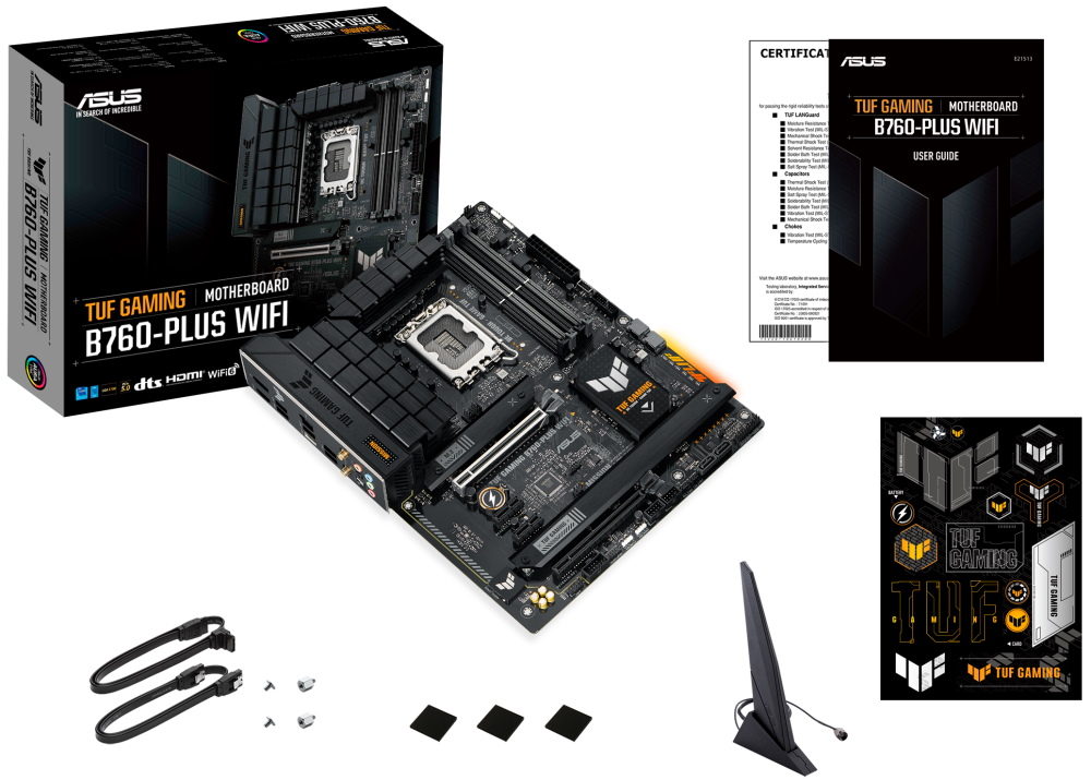 ASUS TUF GAMING B760-PLUS WIFI / Intel B760 / LGA1700 / 4x DDR5 / 3x M.2 / DP / HDMI / 1x USB-C / Wi-Fi / ATX