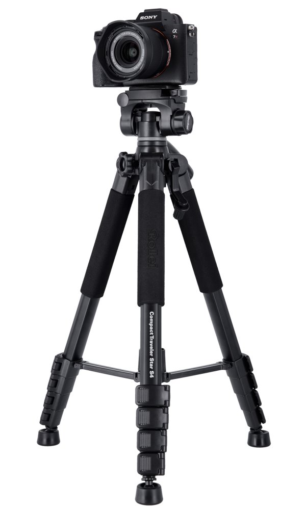 Rollei Stativ Compact Traveler Star S4 / Zátěž 5kg/ Vytažený 160cm/ Černý