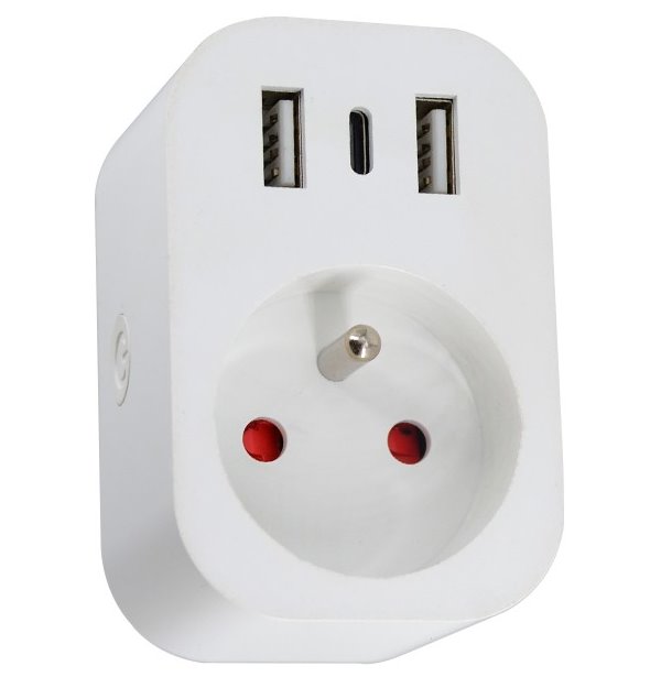 IMMAX NEO SMART chytrá vnitřní zásuvka s kolíkem (typ E)/ 16A/ 2x USB/ 1x USB-C/ Zigbee/ LIDL/ TUYA