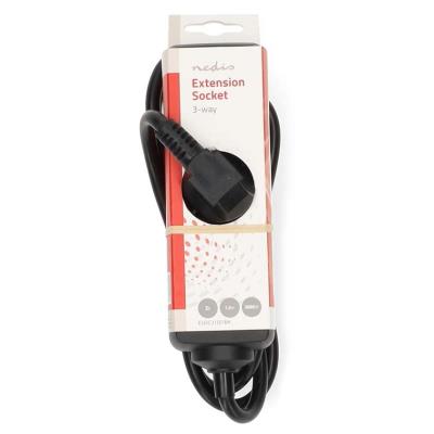 NEDIS napájecí prodlužovací zásuvka/ úhlová/ 3x zásuvka/ černá/ 1,5m