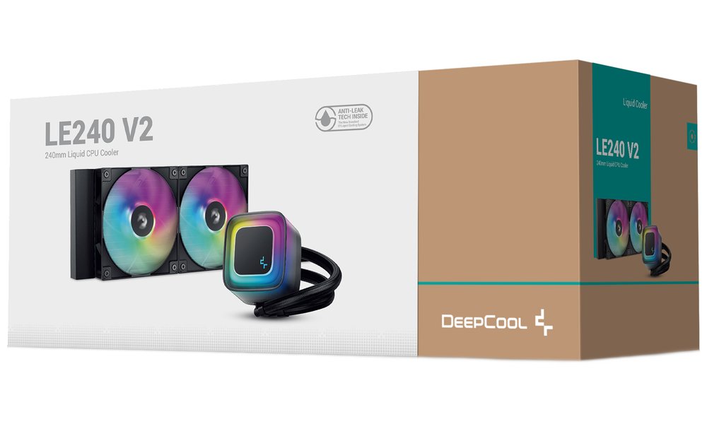 DEEPCOOL vodní chladič LE240 V2 / 2x120 PWM ARGB fan / displej / černý