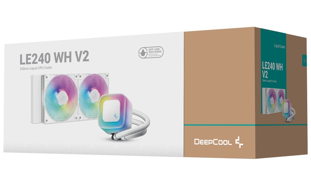 DEEPCOOL vodní chladič LE240 V2/ 2x120 PWM ARGB fan / displej / bílý