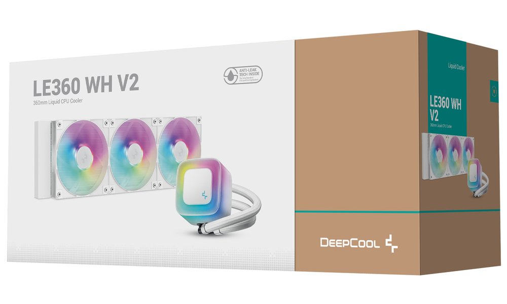 DEEPCOOL vodní chladič LE360 V2 / 3x120 PWM ARGB fan / displej / bílý