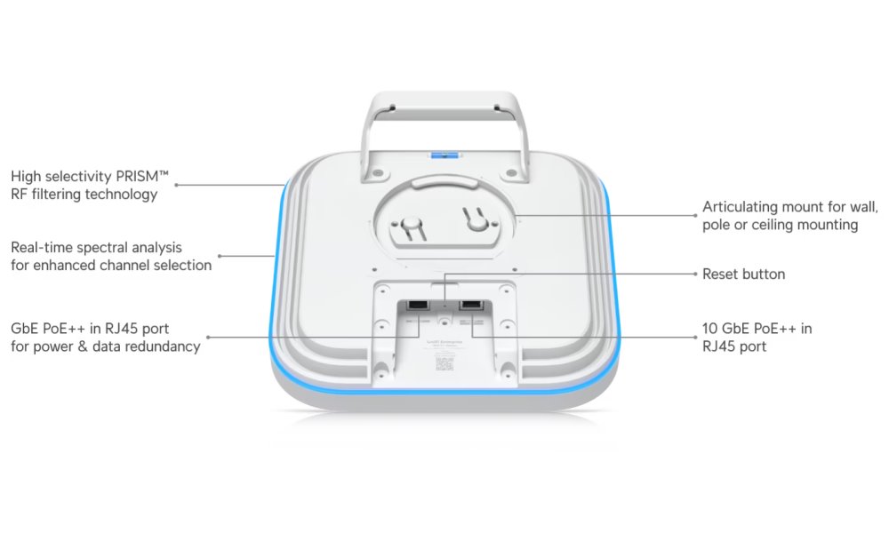 Ubiquiti UniFi E7 Campus - Enterprise Wi-Fi 7 AP, 2.4/5GHz, až 17.9Gbps, 1x 10GbE, 1x GbE, IPX6, PoE++ (bez PoE inj.)