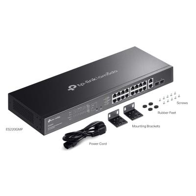 TP-Link ES220GMP, Omada 20-Port Gigabit Easy Managed Switch, 2x GLAN, 2x SFP, 16x GLAN PoE+, 250W PoE budget