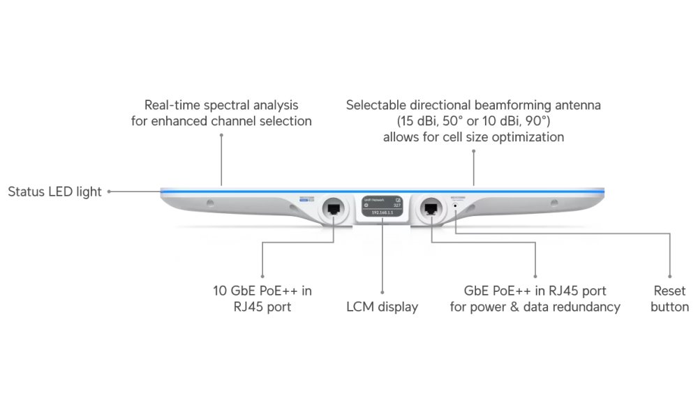Ubiquiti UniFi E7 Audience - Enterprise Wi-Fi 7 AP, 5/6GHz, až 20.1Gbps, 1x 10GbE, 1x GbE, vnitřní, PoE++ (bez PoE inj.)
