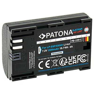 PATONA baterie pro foto Canon LP-E6NH 2400mAh Li-Ion Platinum USB-C nabíjení
