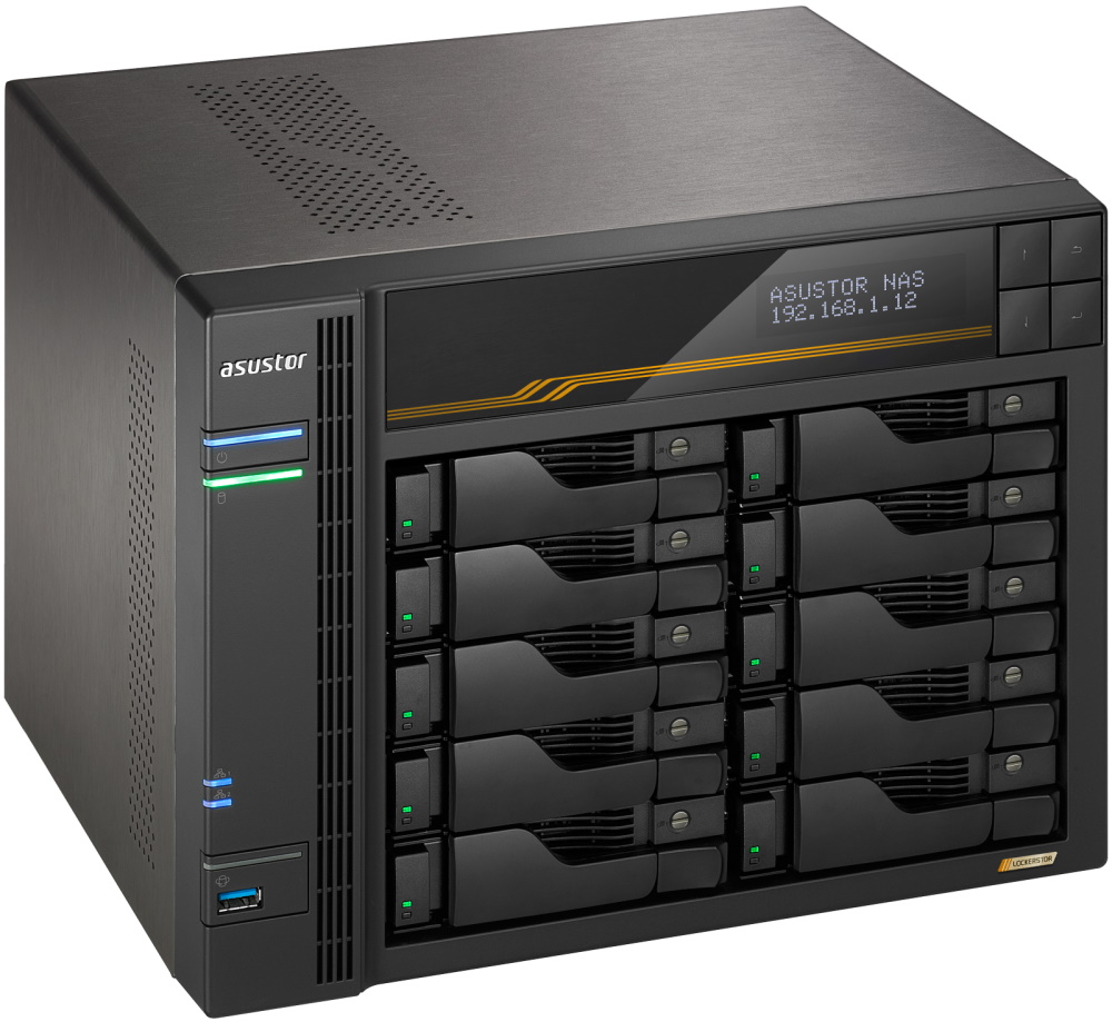 Asustor Lockerstor 10 Gen3 AS6810T   10x 2,5"/3,5" SATA III/ 16GB RAM/ Dual 10GbE Ports/ Dual 5GbE Ports/ 4x M.2 SSD