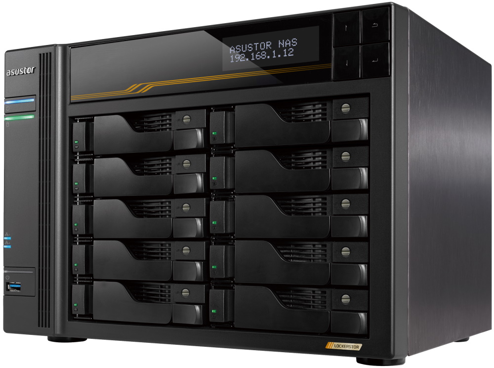 Asustor Lockerstor 10 Gen3 AS6810T   10x 2,5"/3,5" SATA III/ 16GB RAM/ Dual 10GbE Ports/ Dual 5GbE Ports/ 4x M.2 SSD