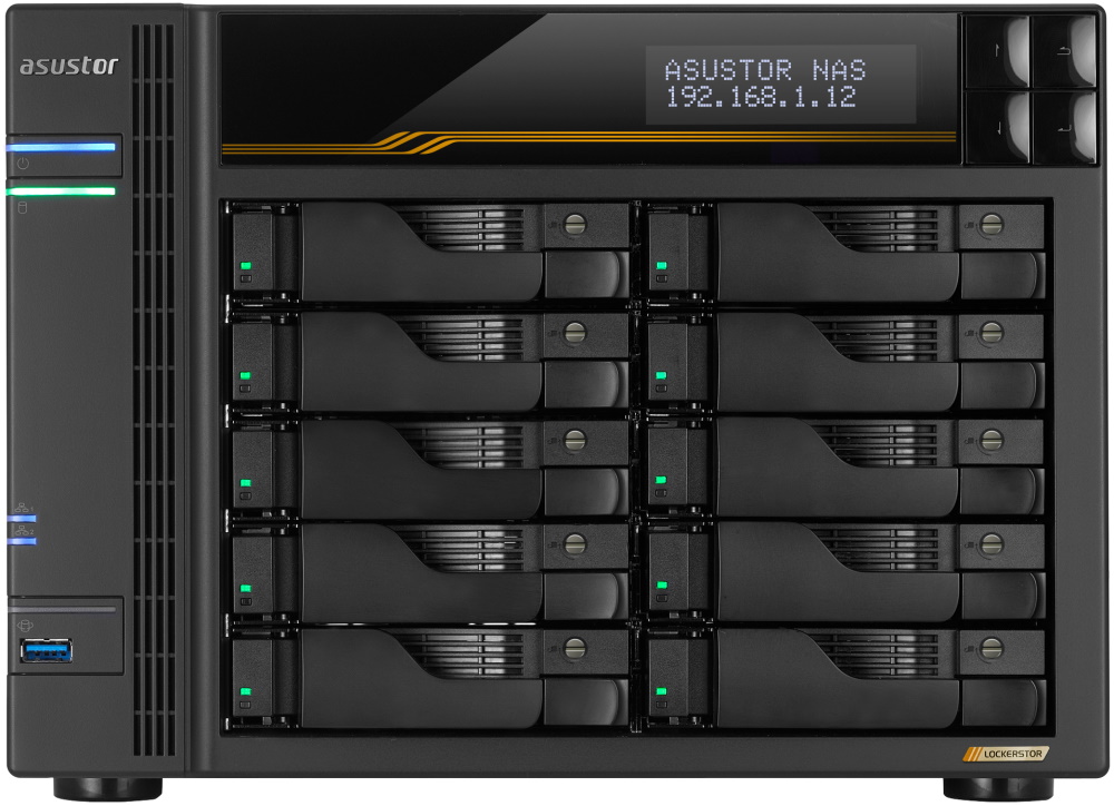 Asustor Lockerstor 10 Gen3 AS6810T   10x 2,5"/3,5" SATA III/ 16GB RAM/ Dual 10GbE Ports/ Dual 5GbE Ports/ 4x M.2 SSD