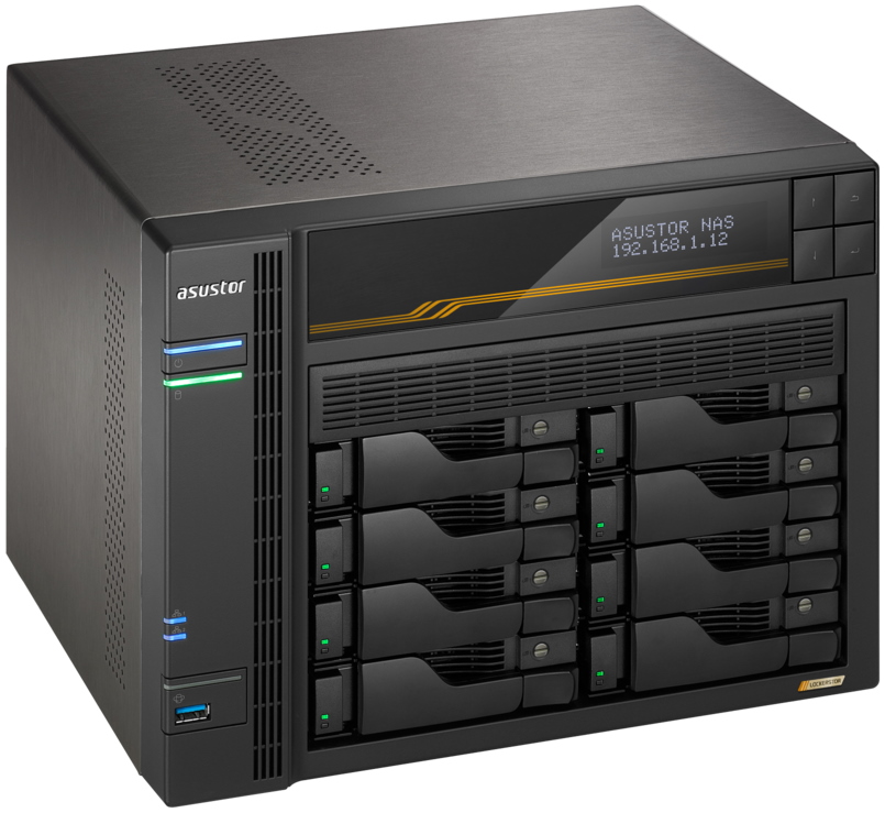 Asustor Lockerstor 8 Gen3 AS6808T   8x 2,5"/3,5" SATA III/ 16GB RAM/ Dual 10GbE Ports/ Dual 5GbE Ports/ 4x M.2 SSD