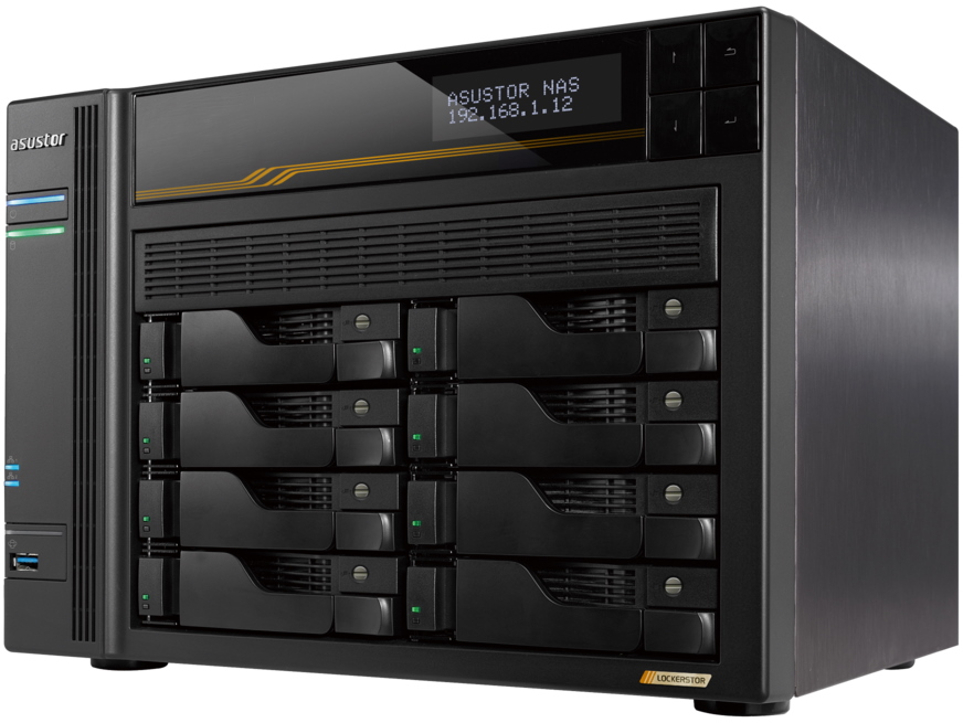 Asustor Lockerstor 8 Gen3 AS6808T   8x 2,5"/3,5" SATA III/ 16GB RAM/ Dual 10GbE Ports/ Dual 5GbE Ports/ 4x M.2 SSD