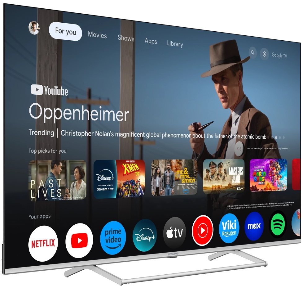 STRONG SMART QLED TV 65"/ SRT65UG8773C/ UHD/ 3840x2160/ DVB-T2/C/S2/ H.265/HEVC/ 4xHDMI/ 2xUSB/ Wi-Fi/ LAN/ E/ ANDROID14