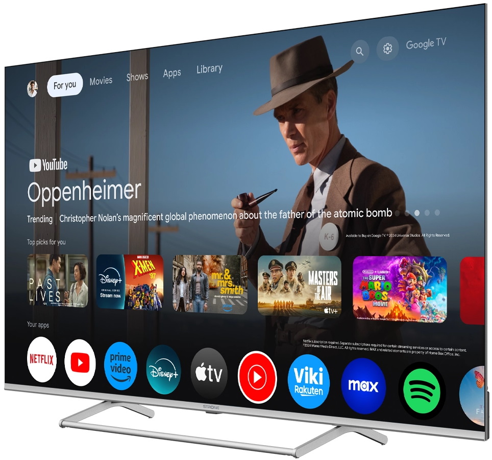 STRONG SMART QLED TV 65"/ SRT65UG8773C/ UHD/ 3840x2160/ DVB-T2/C/S2/ H.265/HEVC/ 4xHDMI/ 2xUSB/ Wi-Fi/ LAN/ E/ ANDROID14